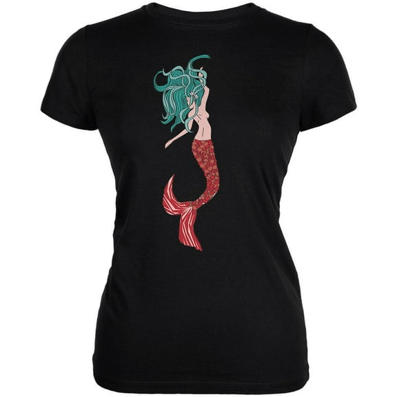 Mermaid Black Juniors Soft T-Shirt - Small