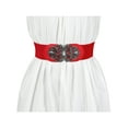 thumbnail image 6 of INSPIRE CHIC Elastic Wide Waist Belts for Women Metal Buckle Stretchy Belts Black & Red, 6 of 7