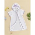 thumbnail image 3 of Argulvti Kid Swim Coverups Bow/Elephant Embroidery Short Sleeve Hooded Robe Zip-Up Towel Beachwear, 3 of 7
