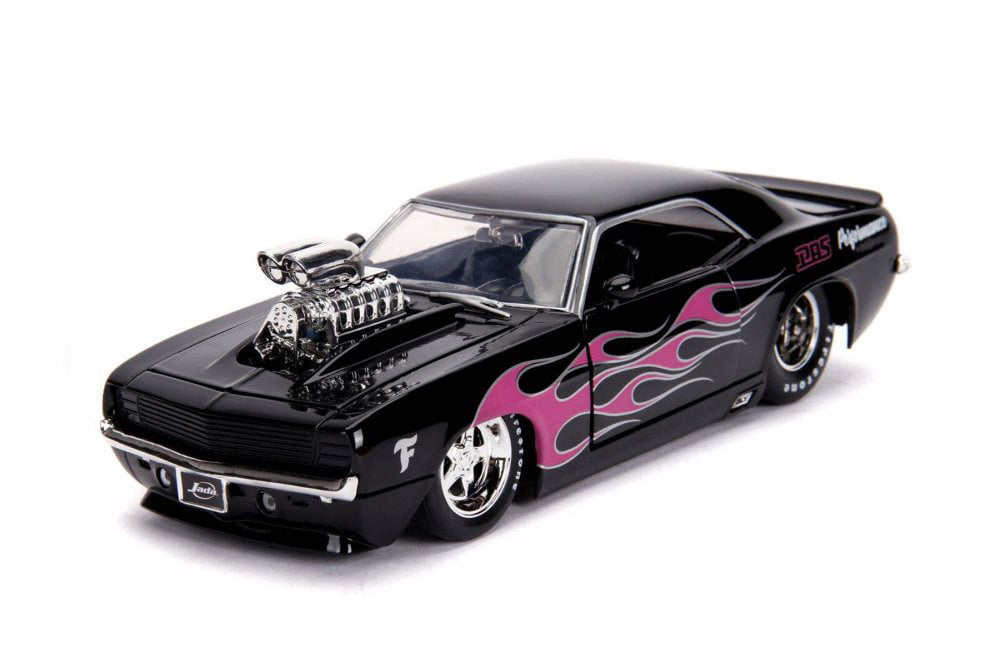 New '69 Chevy Camaro with Blower 1:24 Scale Diecast Car ~ Doors & Trunk Open