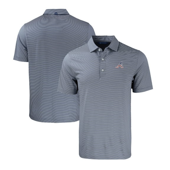 Men's Cutter & Buck  Navy/White Atlanta Braves Stars & Stripes Big & Tall Forge Eco Double Stripe Stretch Recycled Polo