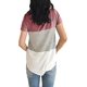 thumbnail image 2 of ZHAOCHENG Camiseta de rayas en bloque tricolor con cuello redondo XXL Rojo ladrillo, 2 of 2