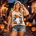 thumbnail image 6 of IYYVV Raglan Sleeve Halloween Shirts for Women Plus Size Ghost Pumpkin Print Shirt Rolled Cuff Plaid Short Sleeve Tees Multicolor XL, 6 of 6