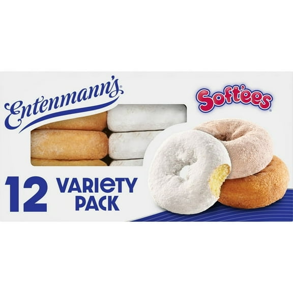 Entenmann's Soft'ees Variety Pack Donuts, 12 count, Plain Donuts, 18.5 oz Box (Pack of 3)