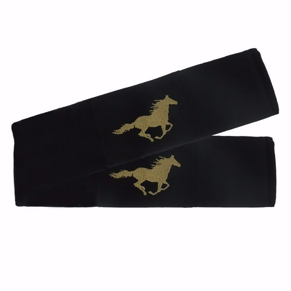Designcovers A set(2 pcs) Cotton Black With Tan Runing Horse Design Universal Car Safety Seat Belt Strap Cover Shoulder Pad / Cushion, Fits any Car