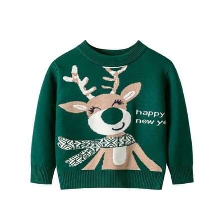 

Gyratedream Toddler Ugly Christmas Sweater Christmas Deer Jumpers Santa Elk Pullover Knitwear Top