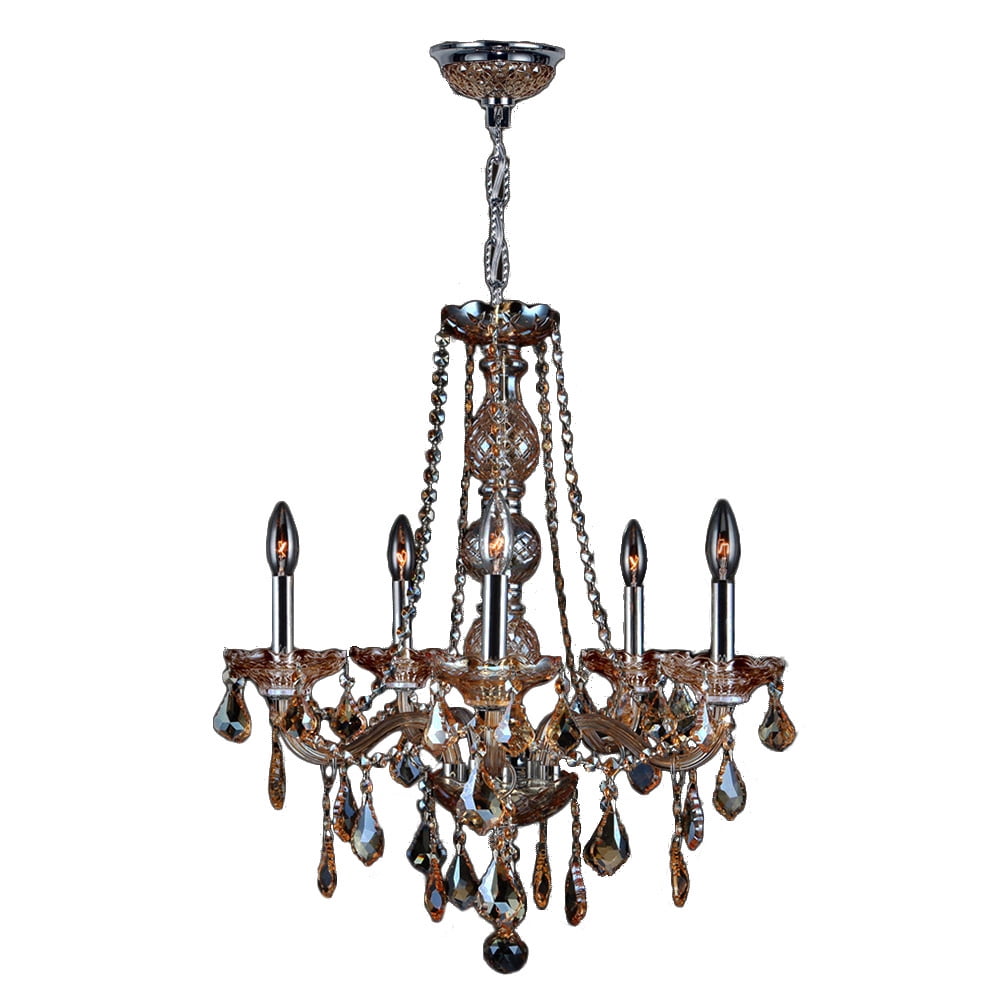 Provence Collection 5 Light Chrome Finish and Amber Crystal Chandelier 21