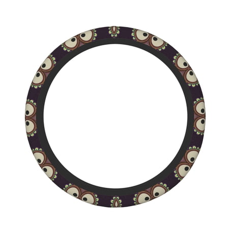 Xecao Boho Owl patten Stretch Elastic Steering Wheel Cover, fits all vehicles, 15-inch diameter