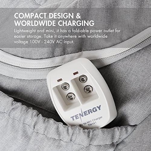 Cargador Inteligente Tenergy TN141 para Baterías Recargables NiMH 9V Cargador Rápido 2 Ranuras