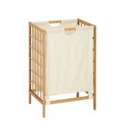 Honey-Can-Do Bamboo Grid Frame Laundry Hamper with Polycotton Liner, Natural/Off-White