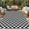 thumbnail image 2 of Black White Plaid Outdoor Rug 6x9 Ft - Reversible Patio Rug Outdoor Camping Rugs, Modern Buffalo Check Gingham Art Washable Indoor Outdoor Area Rugs, Non-Slip Outdoor Carpet Runner for Deck/Porch, 2 of 8