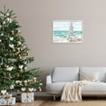 thumbnail image 2 of Snowy Christmas Tree Beach Shore Holiday Painting White Framed Art Print Wall Art, 2 of 7