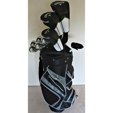 Mens Callaway Complete Golf Set - Driver, Wood, Hybrid, Irons, Putter, Cart Bag Right Handed Stiff (Callaway Diablo Edge Irons Best Price)