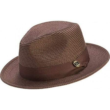 - Montique Men's Wide Snap Brim Pinch Fedora (M, Taupe)