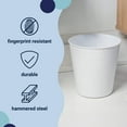 thumbnail image 5 of happimess Axel Modern Minimalist Hammered Steel 2-Gallon Wastebasket, Matte White, HPM1110D, 5 of 7