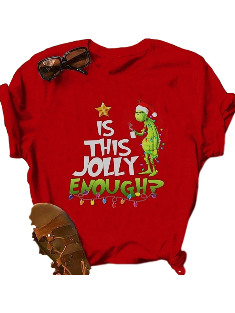 Women Short Sleeve Christmas Shirt 