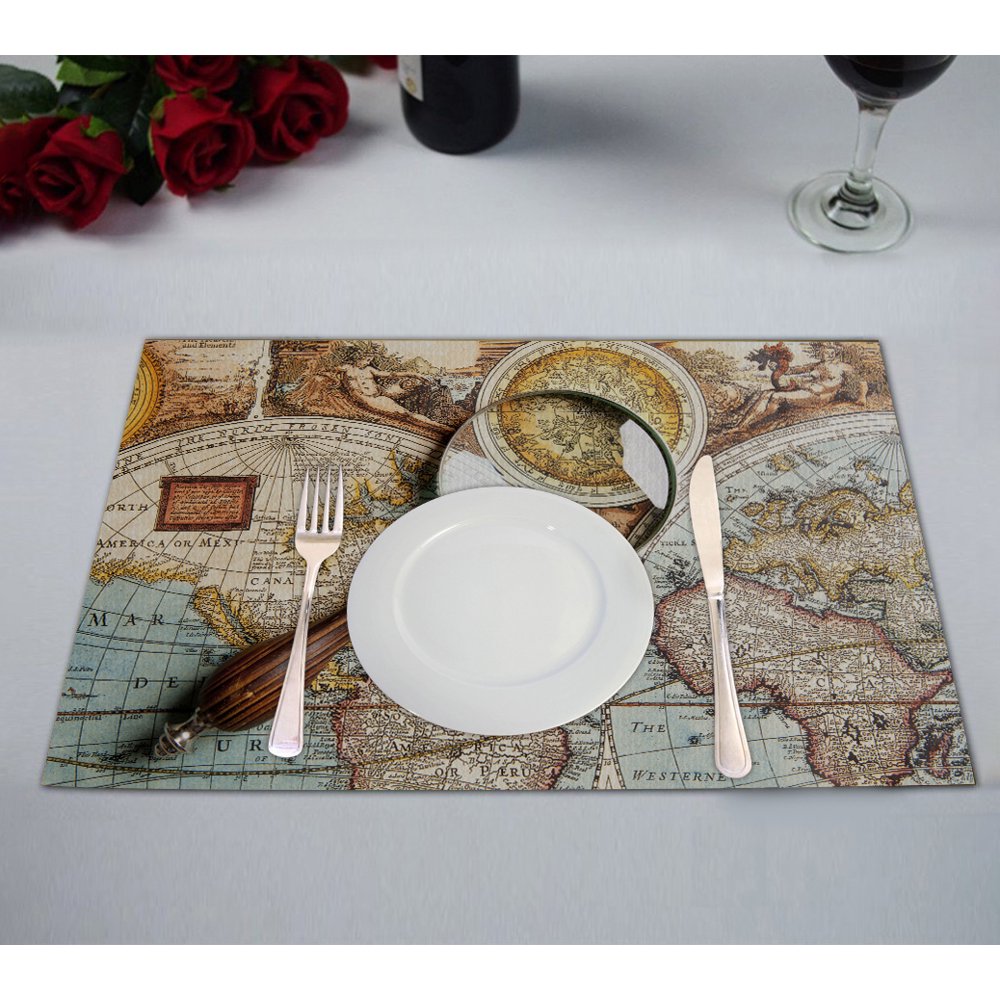 YKCG Ancient World Map Placemats Size 12x18 inches,Set of 2 Walmart