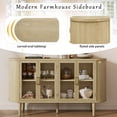 thumbnail image 4 of Buffet Cabinet with 4 Glass Doors, Modern Sideboard Kitchen Cabinet with Adjustable Shelves and Curved Tabletop, 60" Coffee Bar Cabinet Table for Kitchen, Natural, 4 of 7