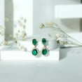 thumbnail image 3 of Rosec Jewels Lab Created Emerald Teardrop Earrings for Women with Moissanite - AAAA Grade, 18K Yellow Gold, 3 of 8