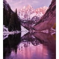 thumbnail image 3 of Ambesonne USA Duvet Cover Set, Snowy Maroon Bells and Lake, Calking, Dried Rose Lavender, 3 of 3