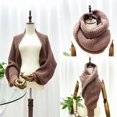 thumbnail image 4 of harmtty Knitted Shawl Autumn Winter Knitting Shawl Ribbed Trim Long Sleeve Open Front Shawl Wrap Solid Color Lightweight Versatile for Warm for Layering Brown, 4 of 8