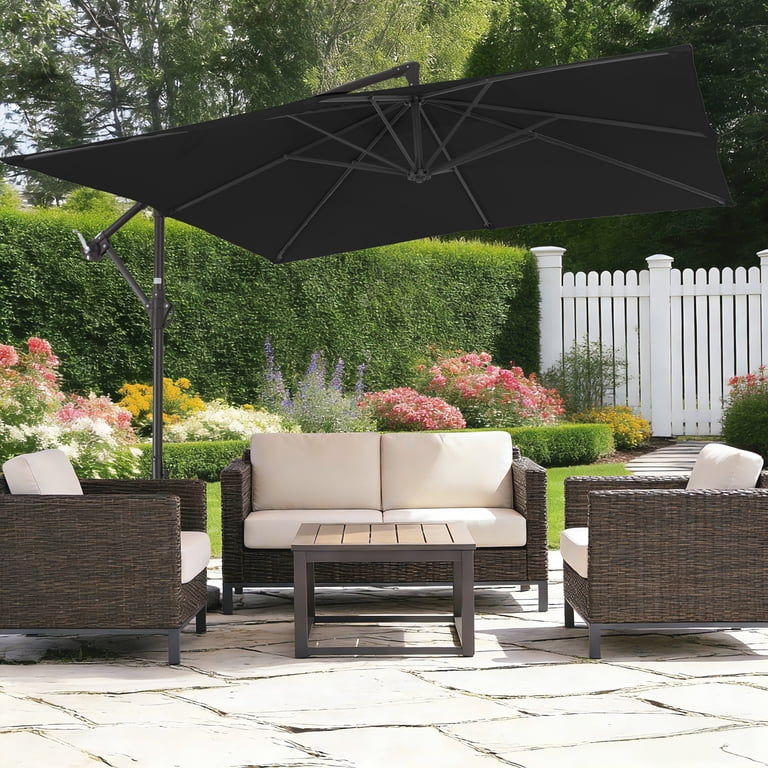 gray offset patio umbrella Grey Base Solar LED Offset Patio Quantity:20-heads sports lovers degree rotation