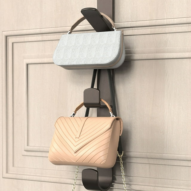 Punch Brown Dorm Room Bedside Hooks, Behind Door Vertical Hangers, Home Storage 5 Hooks, Metal Material, Space-Saving, Stable Load-Bearing, Durable, Multi-Scene Application, Practical
