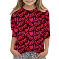 thumbnail image 1 of PMVFHDE T-Shirts Graphiques pour Filles T-Shirts Graphiques pour Filles T-Shirts à Manches Courtes pour Filles Hauts d'Été Mignons T-Shirts Imprimés de la Saint-Valentin pour Filles Col Rond Fonctionnel Manches 3/4 Rouge, 13-14 Ans, 1 of 5
