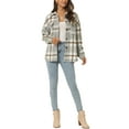 thumbnail image 2 of INSPIRE CHIC Womens' Fall Winter Button Front Closure Long Sleeve Plaid Jacket with Pockets XL Grey, 2 of 6