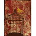 thumbnail image 2 of Grey, Jace 12x14 Black Ornate Wood Framed with Double Matting Museum Art Print Titled - Birdcage on Red 2, 2 of 4