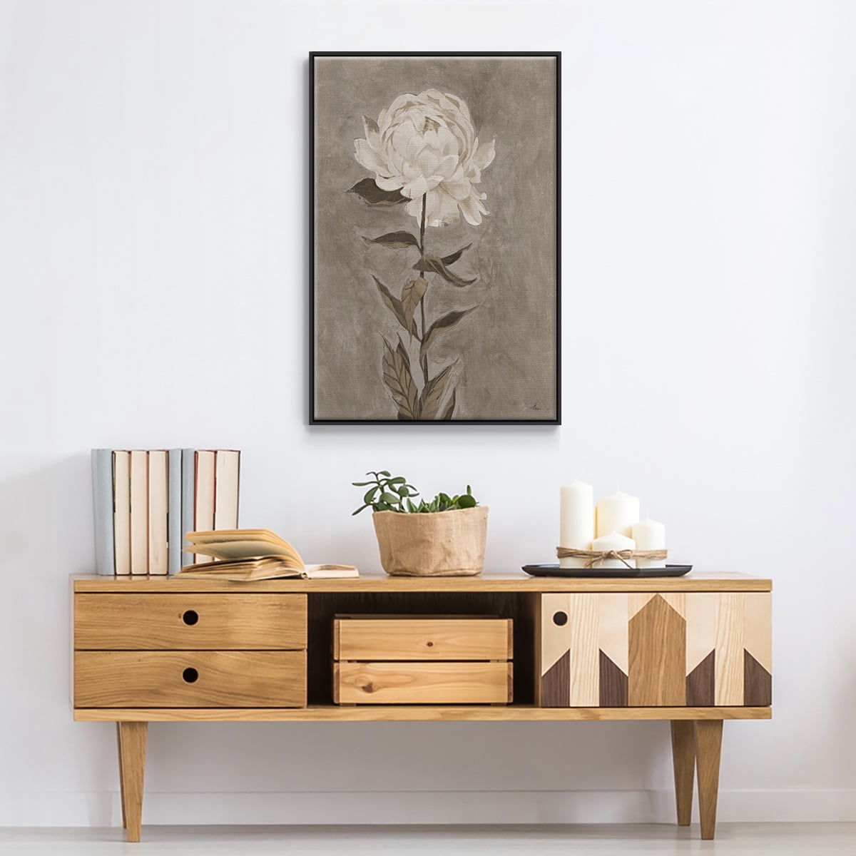Pretty as a Peony I Framed Premium Gallery Wrapped Canvas - Ready to Hang - 27 x 41 - Black Floating Frame