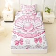 thumbnail image 4 of spefrowx Cute Pearl Shell Twin Sheets for Kids, Pink Princess Bow Coral Bedding, 3 Pieces, 1 Flat Sheet, 1 Fitted Sheet and 1 Pillowcase, 4 of 6