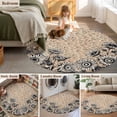 thumbnail image 5 of Round Area Rug 5 Ft, Vintage Sunflower Washable Non-Slip Circle Carpet for Living Room/Bedroom, Farmhouse Country Floral Plant Low-Profile Runner Mats Collection Rugs for Indoor, 5 of 7