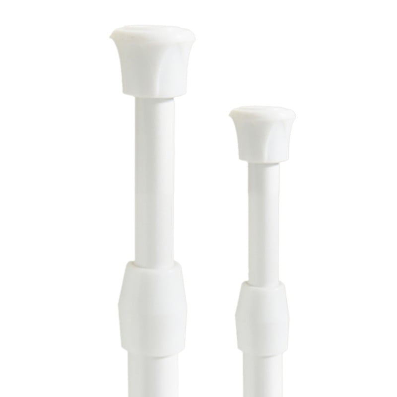 Extendable Tension Telescopic Pole Rod Hanger Spring Loaded Adjustable Bathroom Shower Curtain Rods Voile White