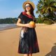 thumbnail image 4 of Balery Mysterious Hooded Wolf Vestidos sueltos de manga corta para mujer, vestidos de verano 2025, vestidos casuales de corte A con vuelo., 4 of 6