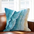 thumbnail image 2 of Abstract Waves Throw Pillow Cover Spray Blue Ocean Seaside Watercolor Cotton Linen Cushion Cover Throw Pillow Case with Invisible Zipper for Couch Sofa Bed Chair Car 20x20 Inch, 2 of 9