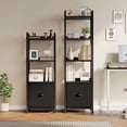 thumbnail image 6 of Simenmax 4-Tier Bookshelf, Floor Standing Storage Rack with Fabric Drawer, Space-Saving Bookcase for Bedroom Living Room Home Office,Black, 6 of 8