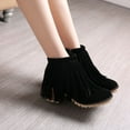 thumbnail image 5 of hopeusnice Women's Suede Fringe Ankle Boots Zipper Closure Booties Comfortable Platform Wedge Heel Fashion Fall Winter Fringe Boots Black 37, 5 of 8
