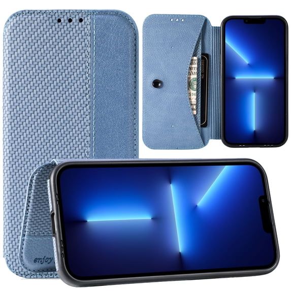 for iPhone 12 Wallet Case, iPhone 12 Phone Flip Case with Card Holder, Magnetic Closure, Kickstand, Ultra Slim PU Leather Folio Cover, Full Protection for Apple iPhone 12 6.1 inch,Blue