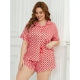 thumbnail image 2 of ebukurty Plus Size Pajama Sets for Women 2 Piece Short Sleeves V-neck Sleepwear, Sizes 1XL-6XL Valentines Pajamas, 2 of 7