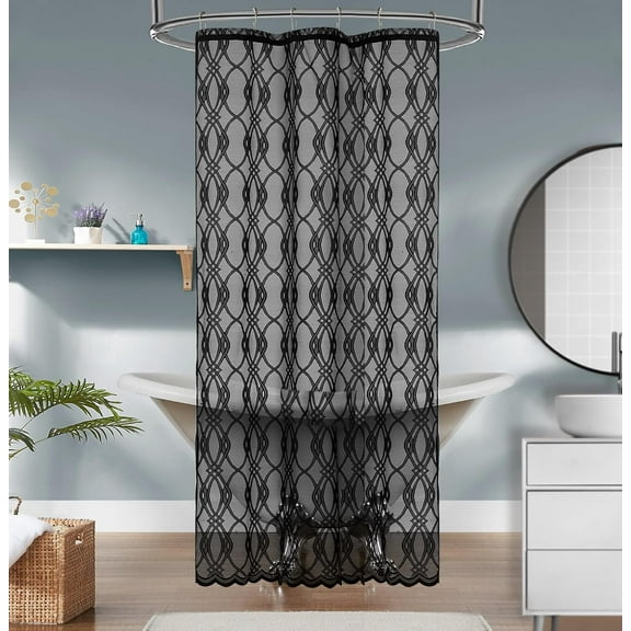 WARM HOME DESIGNS Black Modern Shower Curtain 36 Inches Long. GSH Black 36
