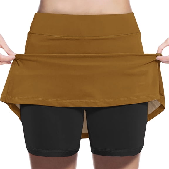 PYGNJK Girls 2 In 1 Athletic Skirts With Lining Shorts High Waist Tennis Sports Performance Skorts