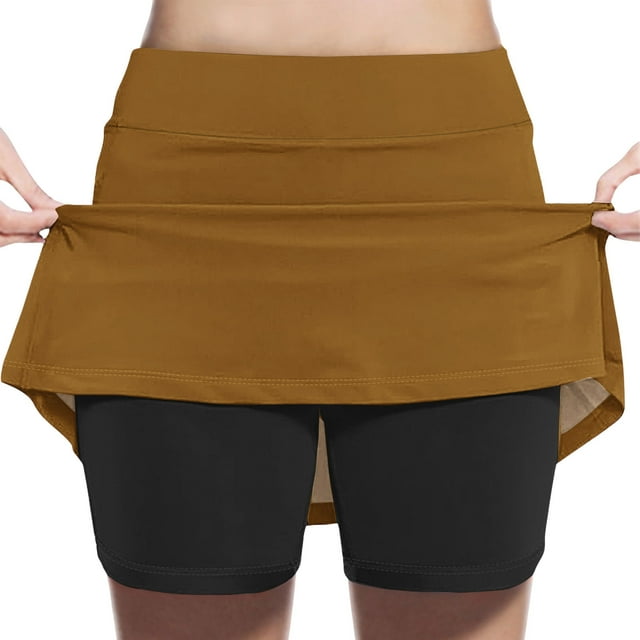 High Waist Skirt High Waist Pants Zhongda Girls' Fashion Solid Color Patchwork Loose High Waist A-Line Fake Two Piece Sports Pants Skirt Half Body Skirt
