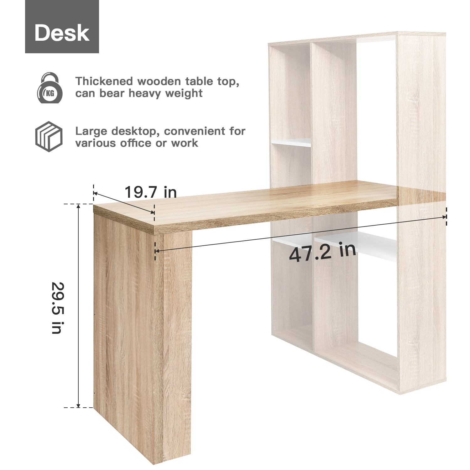 Resenkos L-Shaped Wood Computer Desk with Large Shelves Resenkos L-Shaped Wood Computer Desk with Large Shelves