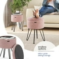 thumbnail image 2 of Hearth & Harbor Ottoman with Storage, Round Storage Ottoman, Vanity Stool and Foot Stool with Storage, Boucle Pink, 2 of 8