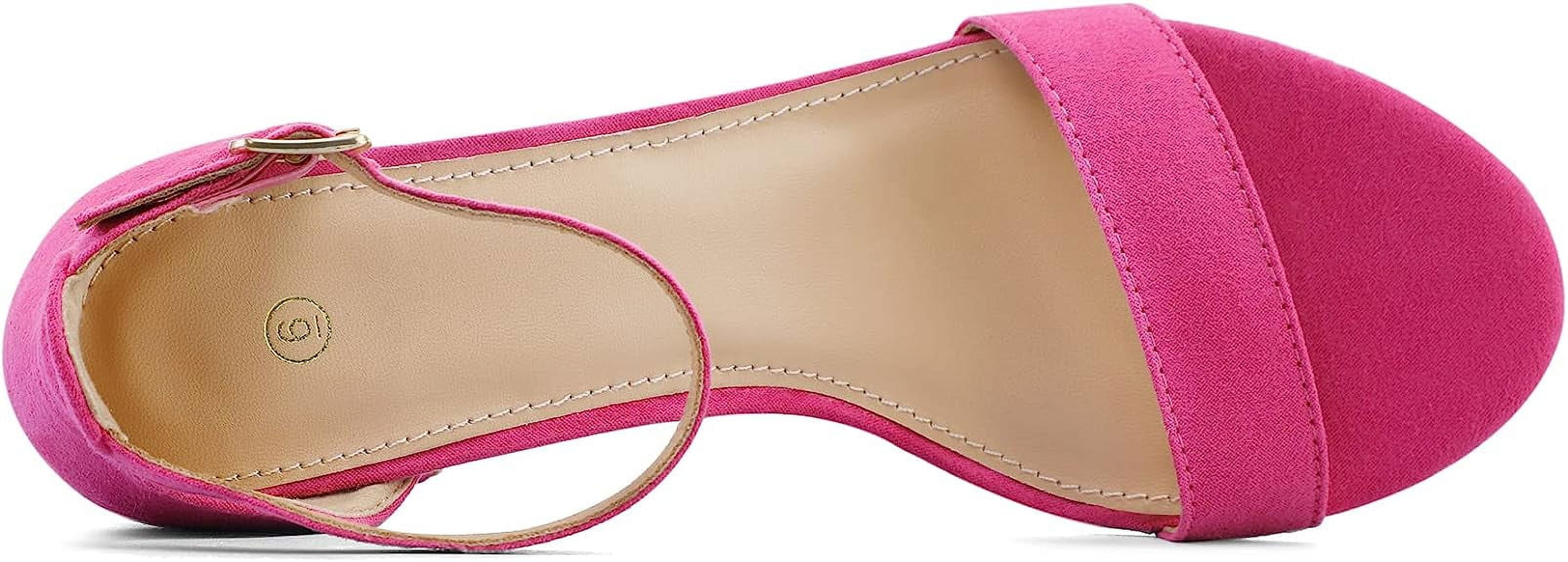 Hot Pink Faux Suede Barely There Closed Back Block Heeled Sandal – Linzi
