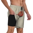 thumbnail image 3 of Picia Flamingo Sitting On Chair pattern Mens Swim Trunks with Compression Liner Stretch Beach Shorts Quick Dry with Zipper Pockets No-Chafing Board Shorts-Small, 3 of 9