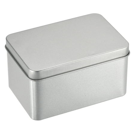 

Uxcell 4.21 x 2.87 x 2.36 Tin Box Empty Storage Containers with Lids Tinplate Silver Tone 4pcs