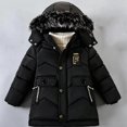 thumbnail image 2 of HAOTAGS Boys Winter Hooded Puffer Coat (5-13) Windproof Mid-Length Faux Warm Parka Black Size 5T, 2 of 2
