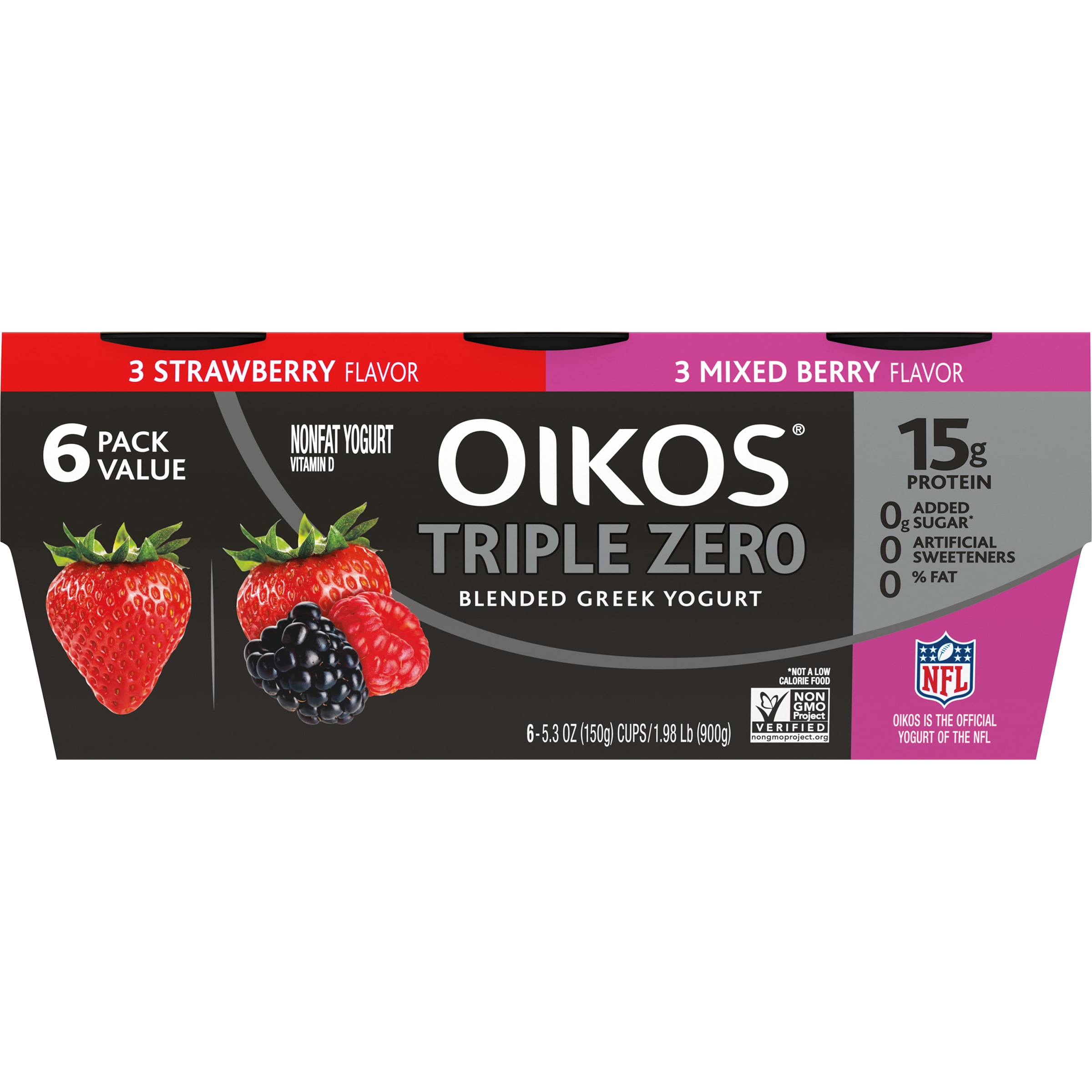 Oikos Triple Zero Variety Pack Greek Yogurt, 5.3 Oz. Cups, 6 Count